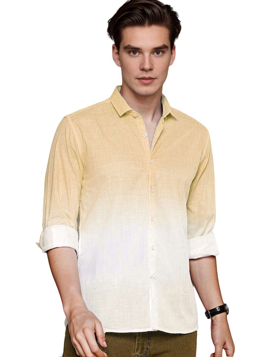 Men's Cotton Shirt with Full Sleeves Spread Collar Classic Style Solid Pattern Regular Fit and Standard Length-image-9