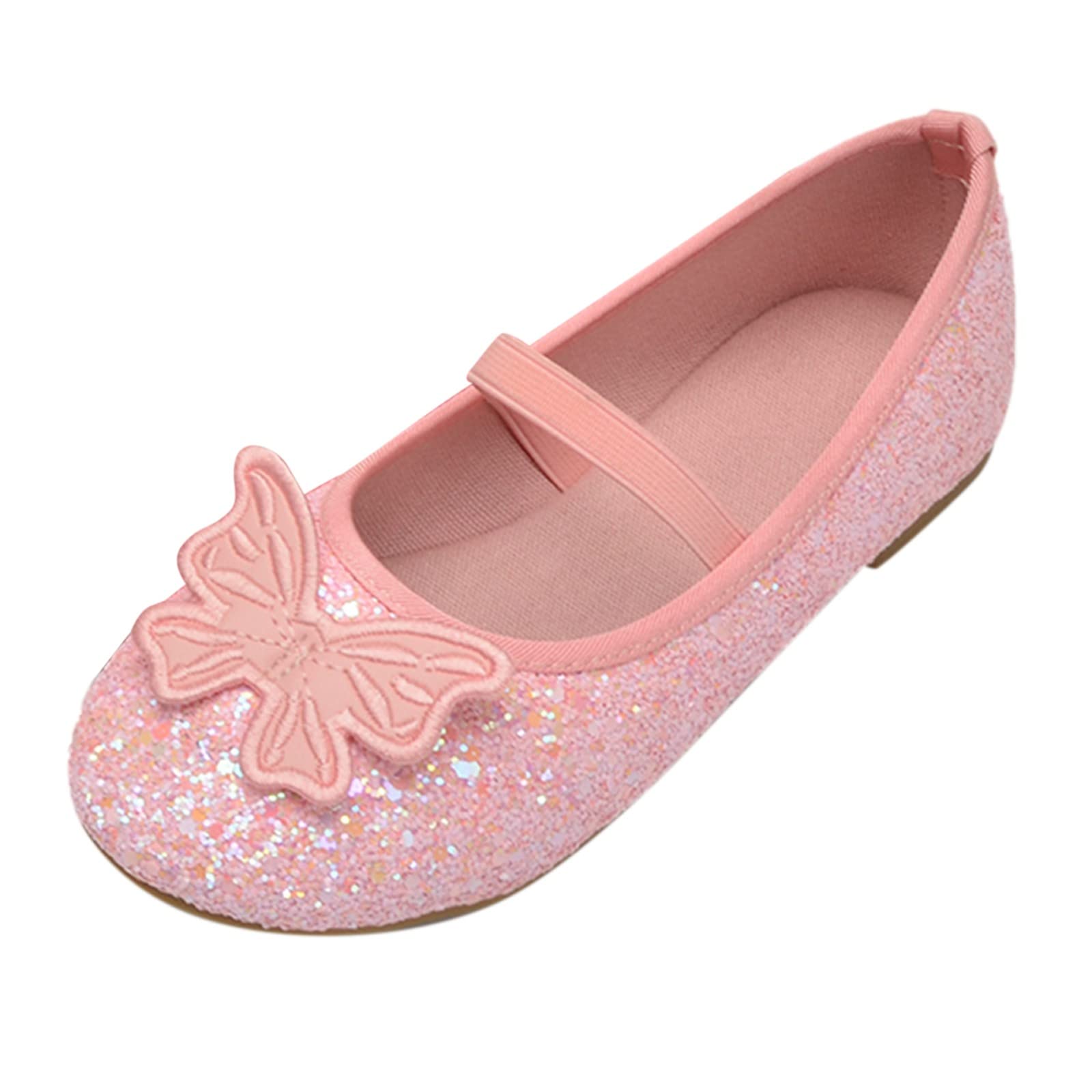 YANFJHV Zapatos de baile para niña 27, zapatos de princesa, zapatos planos brillantes, zapatos individuales, zapatos escolares, suela suave, zapatos de bailarina, zapatos de fiesta con lazo, zapatos festivos