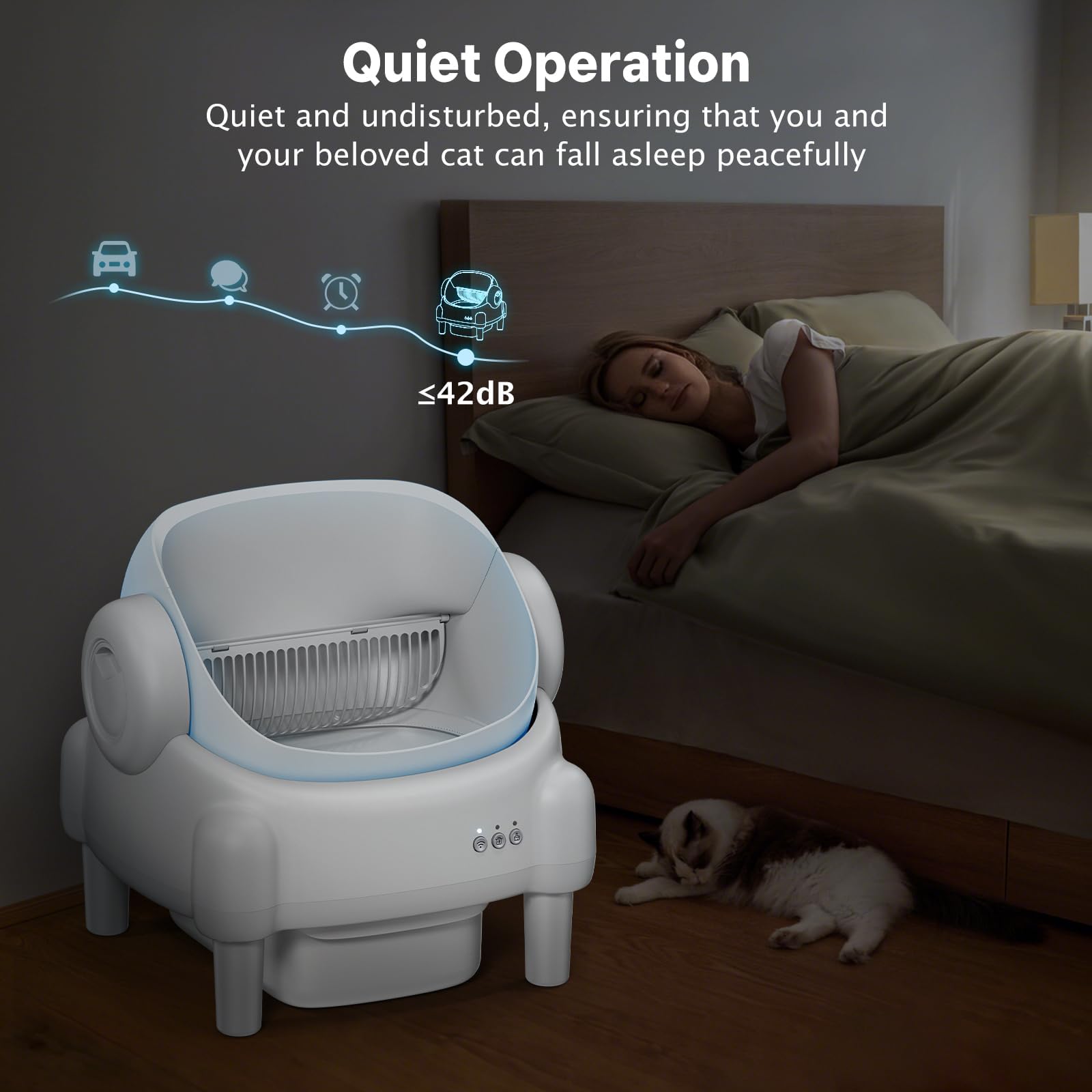 Caja de arena autolimpiante, caja de arena automática de parte superior abierta con control de aplicación para múltiples gatos, protección de sensores de seguridad, control de olores incluye 2 rollos