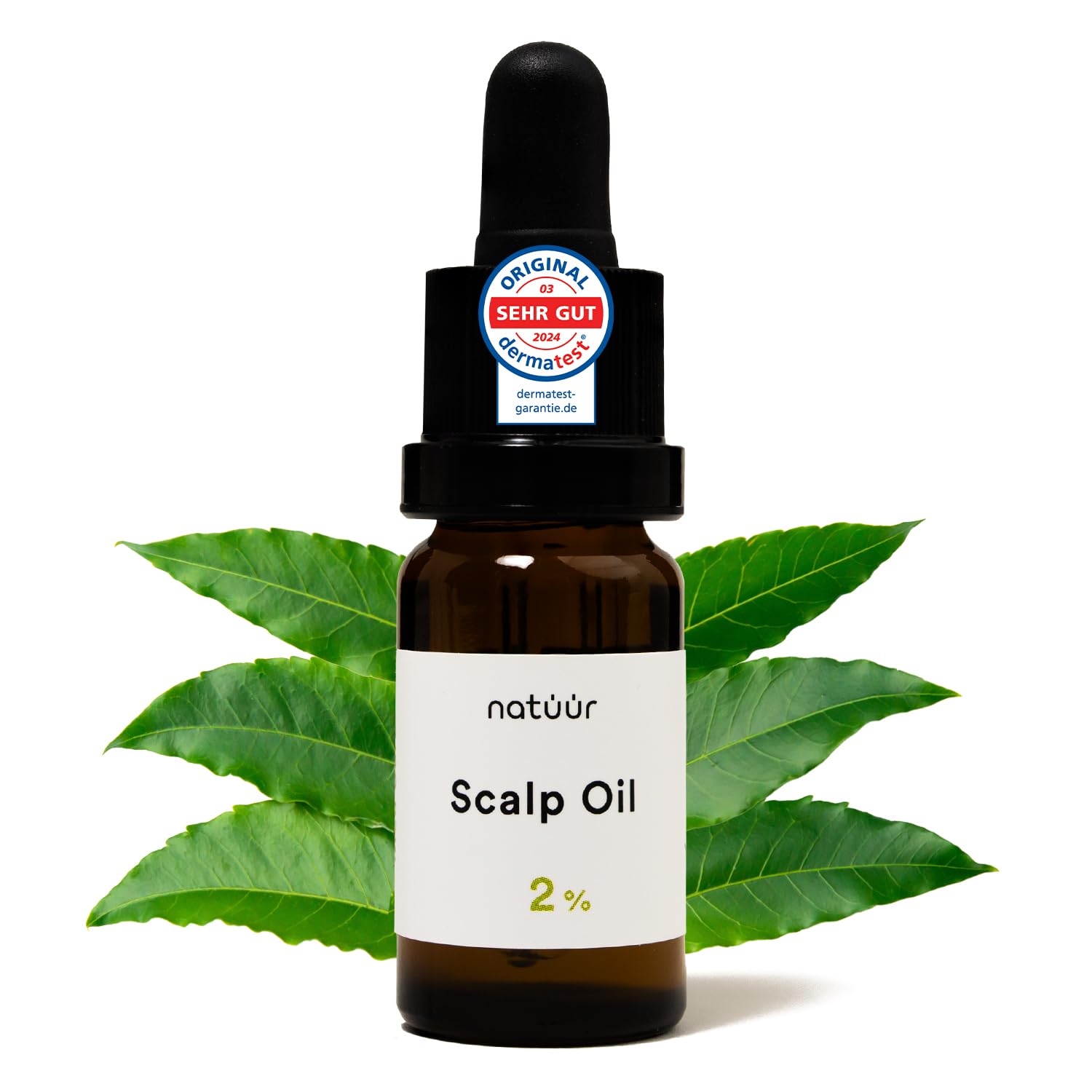 Huile de calp avec extrait de neem (10 ml), contre le cuir chevelu sec, démangeaisons et pellicules, huile de jojoba, olive et avocat, 100 % végétale