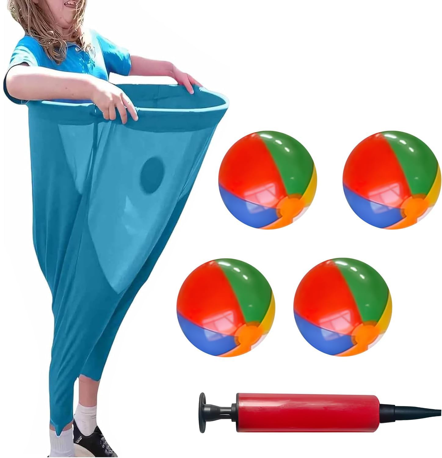 Granny Pants Game, Clown Trousers Catching Ball Game, Sports Day Kit with 4 Bouncy Balls & Air Pump, Garden Games for Teens Adults, Giant Outdoor Party Backyard Lawn Family Reunion Gathering — image 1