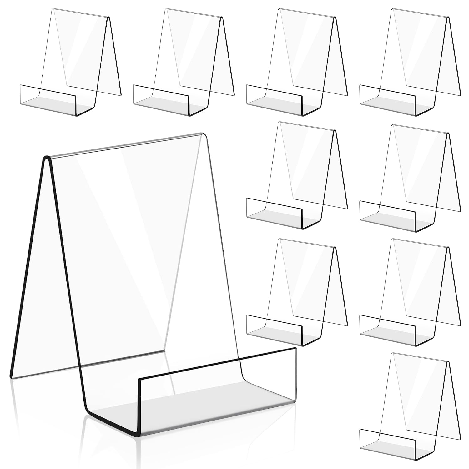 Lighterday 10Pcs Acrylic Display Stand Clear Book Stand Book Holder Plate Stand for Displaying Recipe Card Book Crafts Photos Magazine (10 Pcs & L)