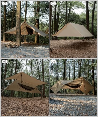 Image of OneTigris PROTEUS Camping Tarp, Versatile Waterproof Lightweight Tarp Shelter with Doors, Extra Large 20.1ft x 9.2ft, Ideal for Camping, Hiking, Backpacking, Tent, Bushcraft