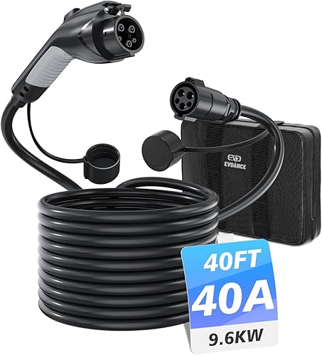 Cable de extensión J1772, cable de extensión de cargador EV 40A cable de carga de 40 pies para vehículo eléctrico 110 V-240 V compatible con todos