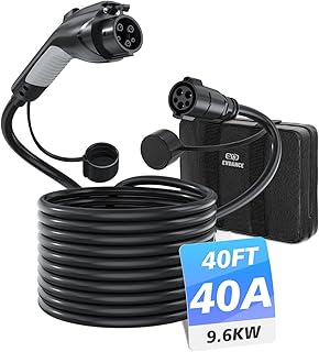 J1772 Extension Cable, EV Charger Extension Cable 40A 40FT Charging Cord for Electric Vehicle 110V-240V Compatible for All SAE J1772 Chargers (40A - 40FT)