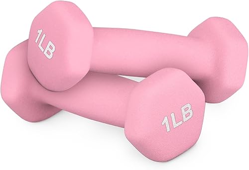 Neoprene Coated Dumbbell Hand Weights Set 1LB, 2LB, 3LB, 5LB Pairs for Strength Training and Home Workouts, Hex Shape for Stability and Non-Slip
