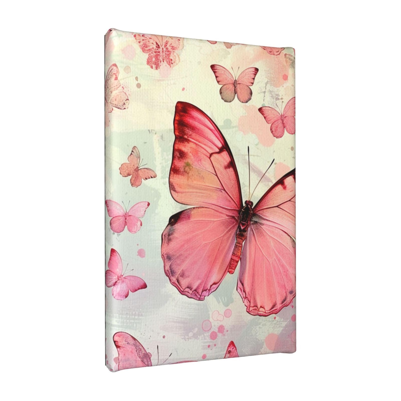 YKLJG Butterfly Printed Wall Art Canvas Painting 20x30 CM Wooden Framed Picture Painting Artwork Prints for Bedroom Kitchen Home Office Decor