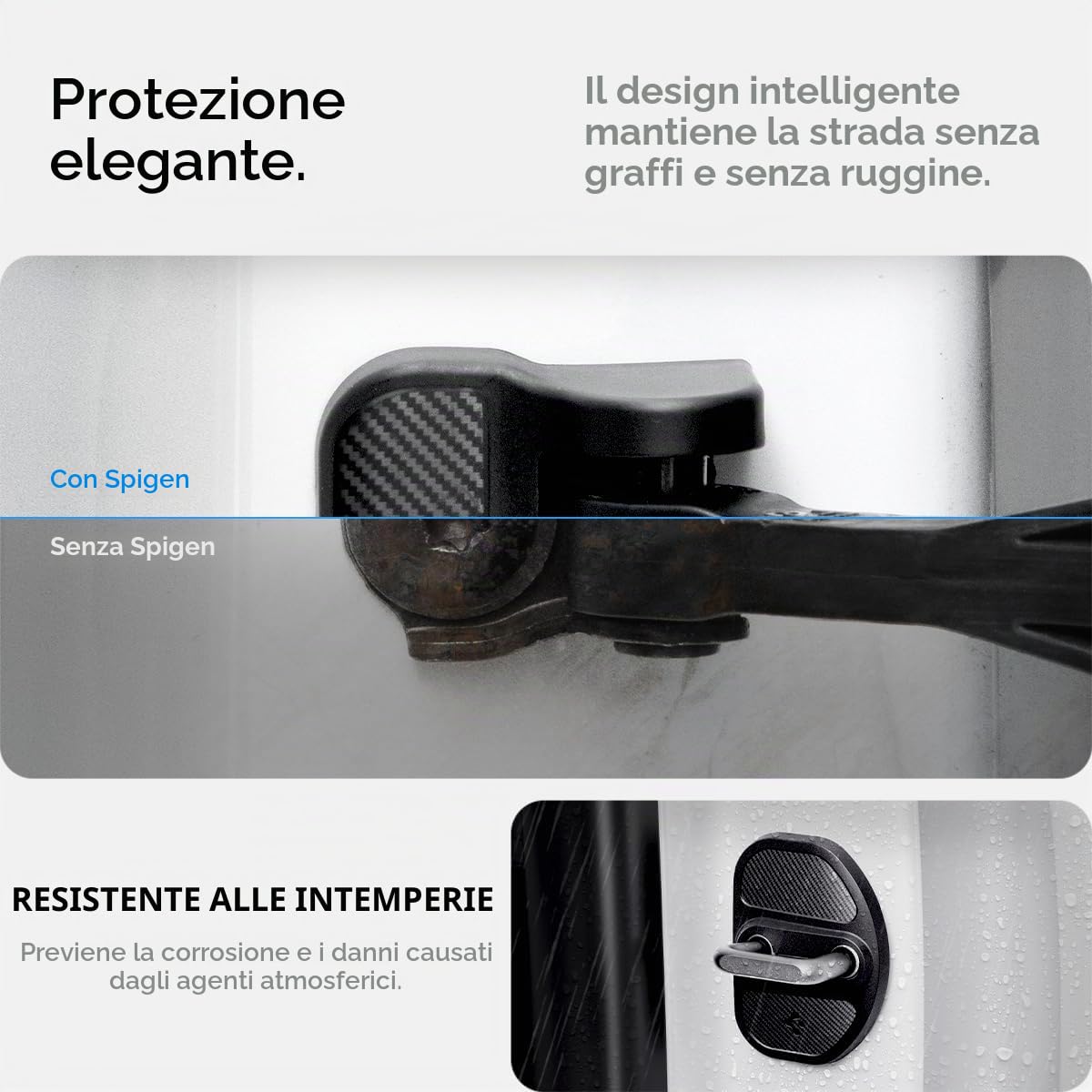 Spigen Tesla Model 3 (2017-2023) Model Y Juniper (2025 2026), Model Y (2020-2024) Coperture per Serratura e Cerniera delle Portiere, Accessori per Tesla - 4 Pezzi