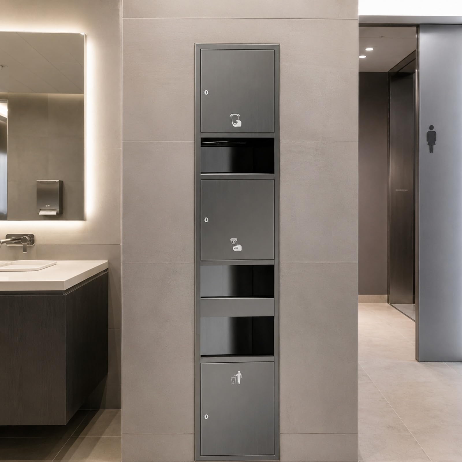 Recessed Toilet Roll Holder | Niche Trash Can | Ttrash Can Niche Bathroom
