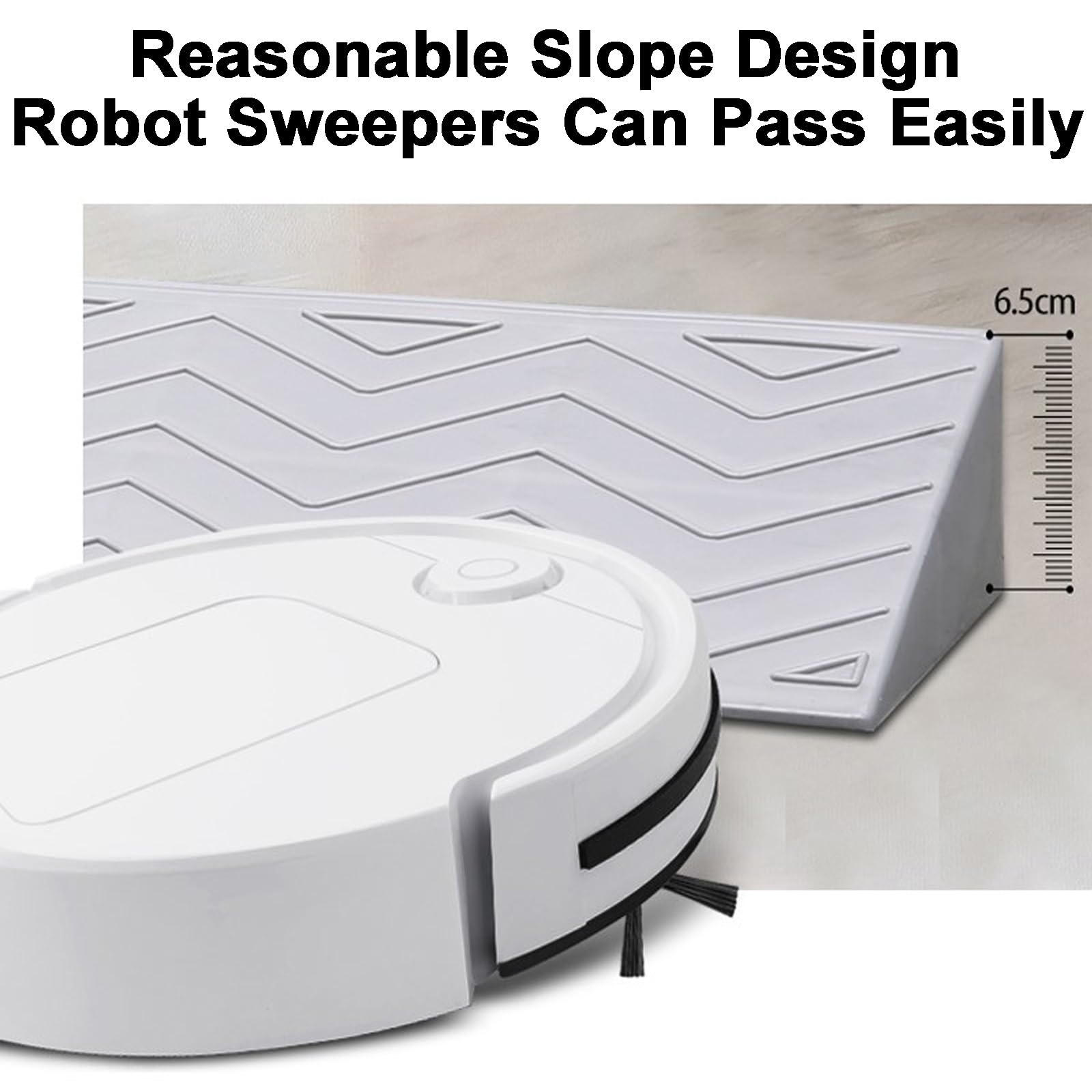 Türschwellenrampe aus Kunststoff, Saugroboter Rampe 1–6,5 cm Hohe Schwelle, Tragbar für Rollstühle, Schubkarren, Fahrräder und Kehrroboter(Gray,100x12x5.5cm)