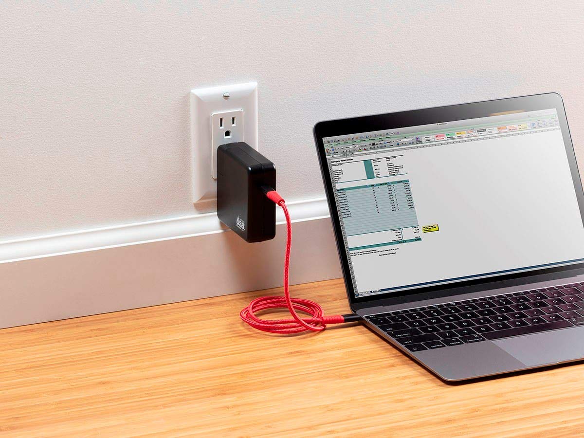 Monoprice AtlasFlex - Cavo USB 2.0 di tipo C per ricarica e sincronizzazione, 9,6 m, 3 m, rosso (confezione da 3) in Kevlar rinforzato in nylon intrecciato, resistente, 5A/100 W, per Samsung, iPad