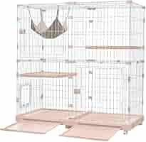 Amazon.co.jp: Purlove 猫 ケージ キャットケージ 2段 幅広設計