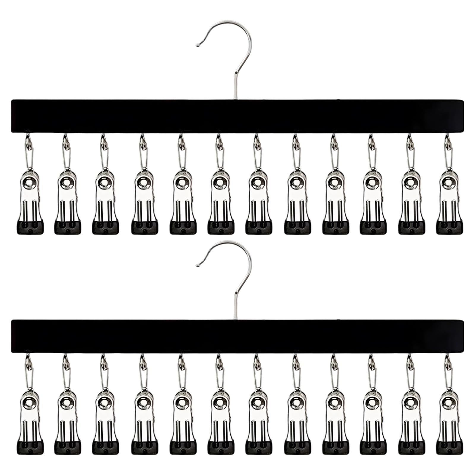 Cintre multi-clips en bois avec 12 pinces pour suspendre vos écharpes