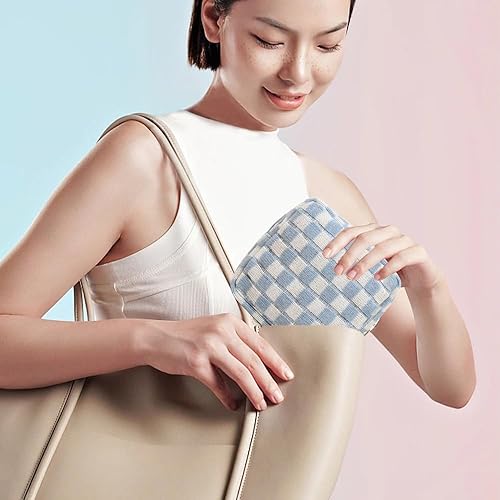 Miniatura 4 de FFpaw Bolsa de maquillaje de 2 piezas, bolsa grande de cosméticos a cuadros, bolsa de aseo de viaje, bolsa organizadora de cosméticos, estuche de