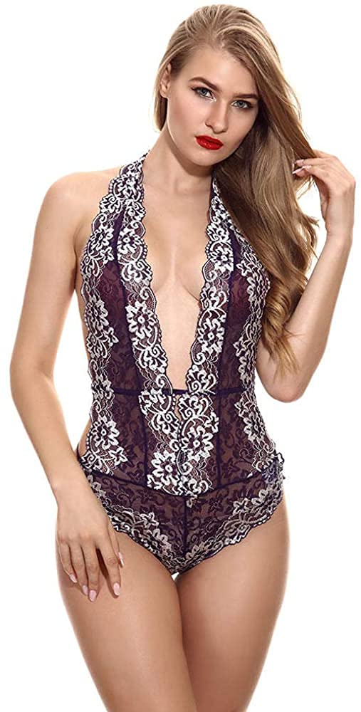 Ropa Interior de Mujer Ropa Interior Sexy de una Pieza para Mujer Ropa Interior de Encaje con Flores Ropa Interior Sexy Transparente (Color: Rojo, Tamaño: 2XL) (Verde Grande) (Negro 2X)
