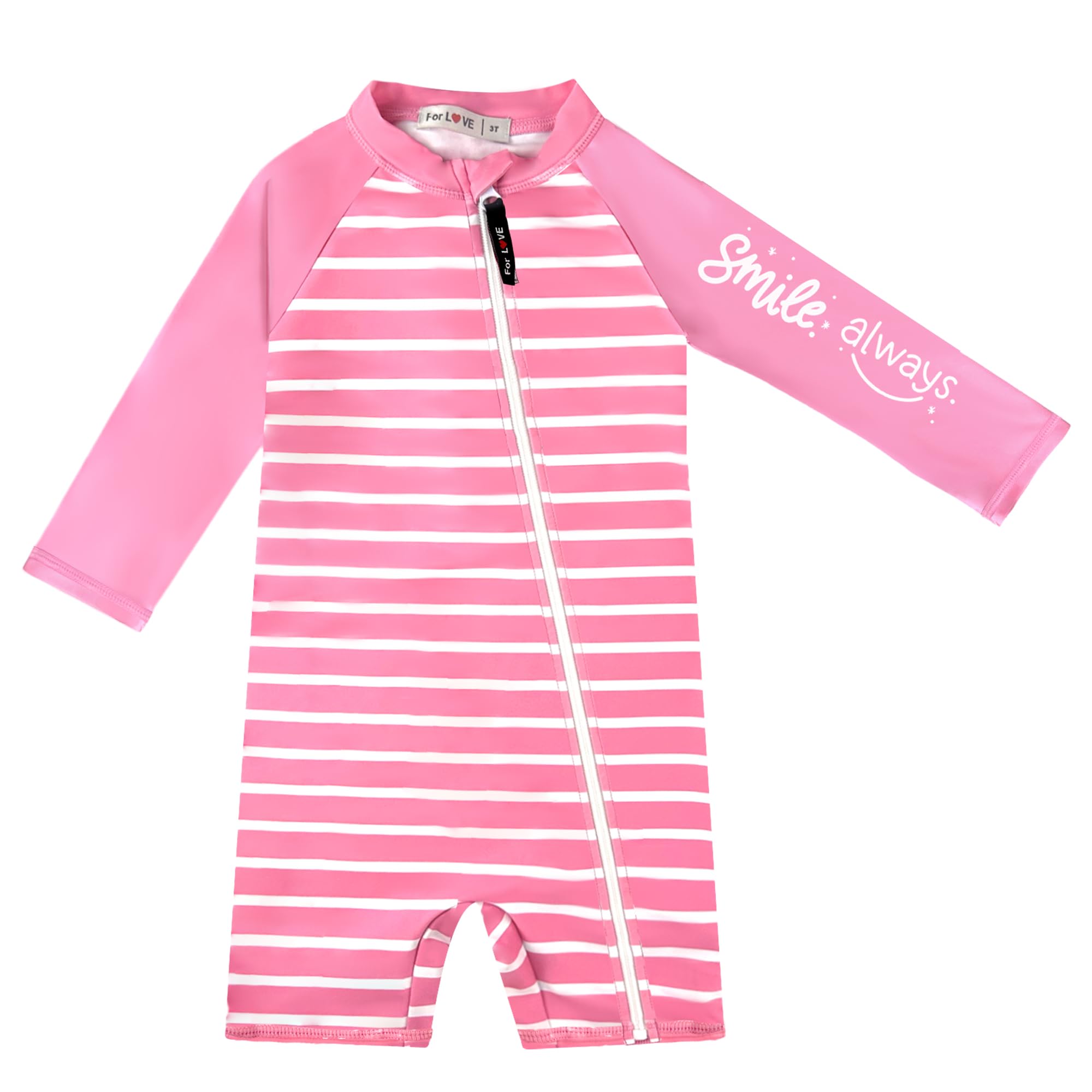 weVSwe Baby Girl Bathing Suit Long Sleeve UPF 50+ Sunsuit Uv Protection Baby Rash Guard Nerborn Swimwear Pink Stripe 12-18 Months