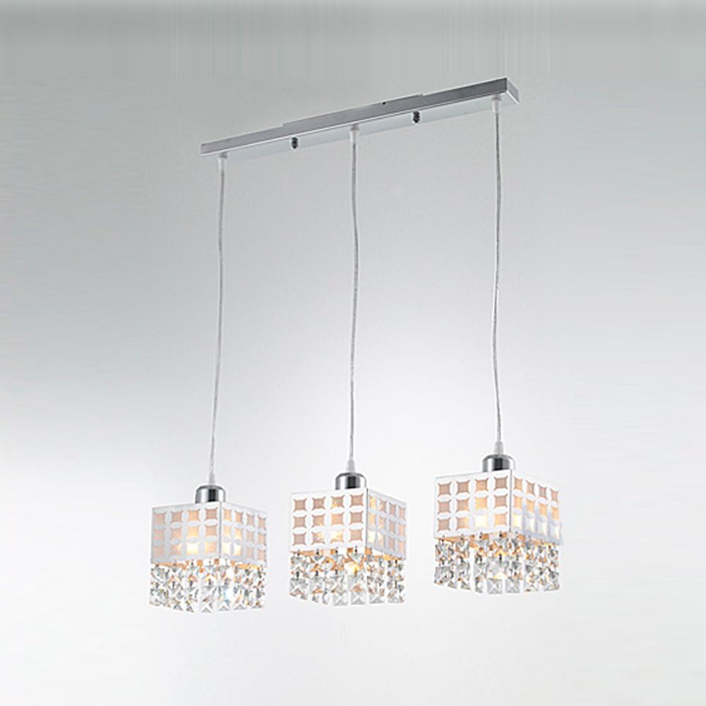 Prоmо 40% оƒƒ DINGGU Modern Pendant Kitchen Island Lighting Chandelier 3 Lights with Square Crystal Drop