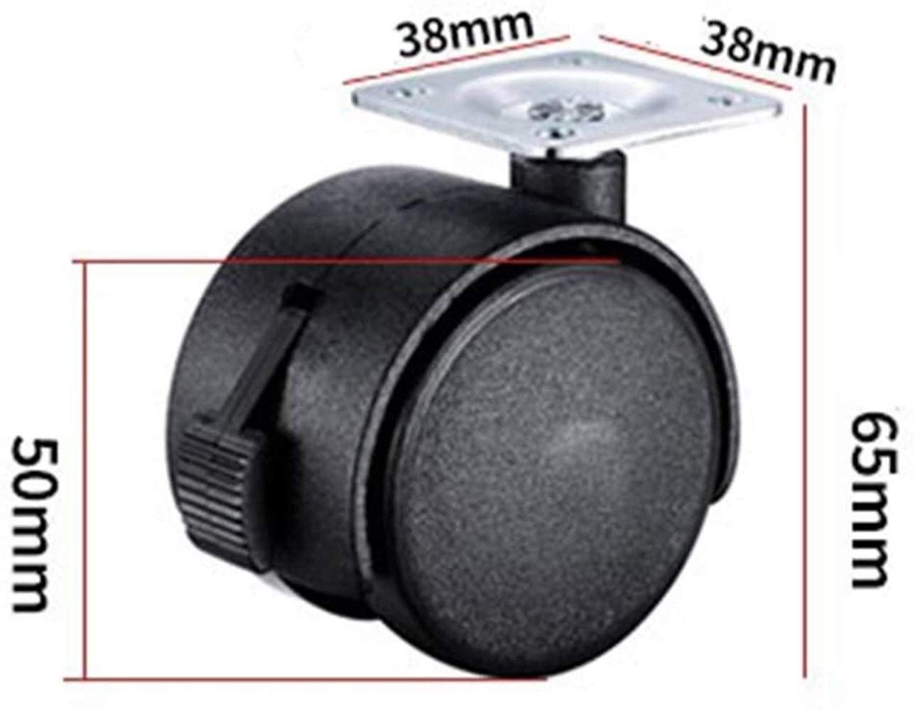 Ruote resistenti, per mobili, 50 mm, filettatura M10, resistenti, 200 kg, silenziose, in poliuretano, antipolvere, con stelo del freno, per tavolo, sedia da ufficio, carrello, culla per bambini, 4