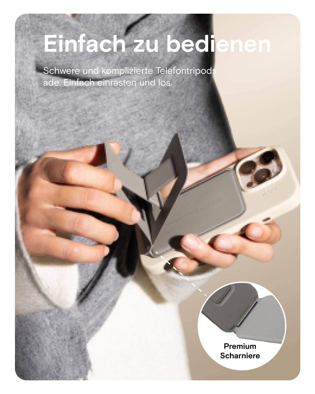 MOFT Stativ für iPhone 17/16/15/14/13/12 Serie, Snap Unsichtbarer Handy Stativ Ständer mit 3 Modi für Self-Vlogging, Browsen, Makrofotografie, Videoanrufe, Tragbarer Leichter Handy Ständer, Schwarz