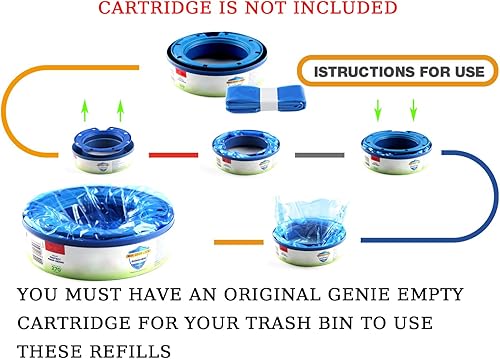 Miniatura 5 de Paquete de 9 repuestos para cubos de pañales compatibles con cartuchos para cubos de pañales Genie para recambios de bolsas (cartucho no incluido)