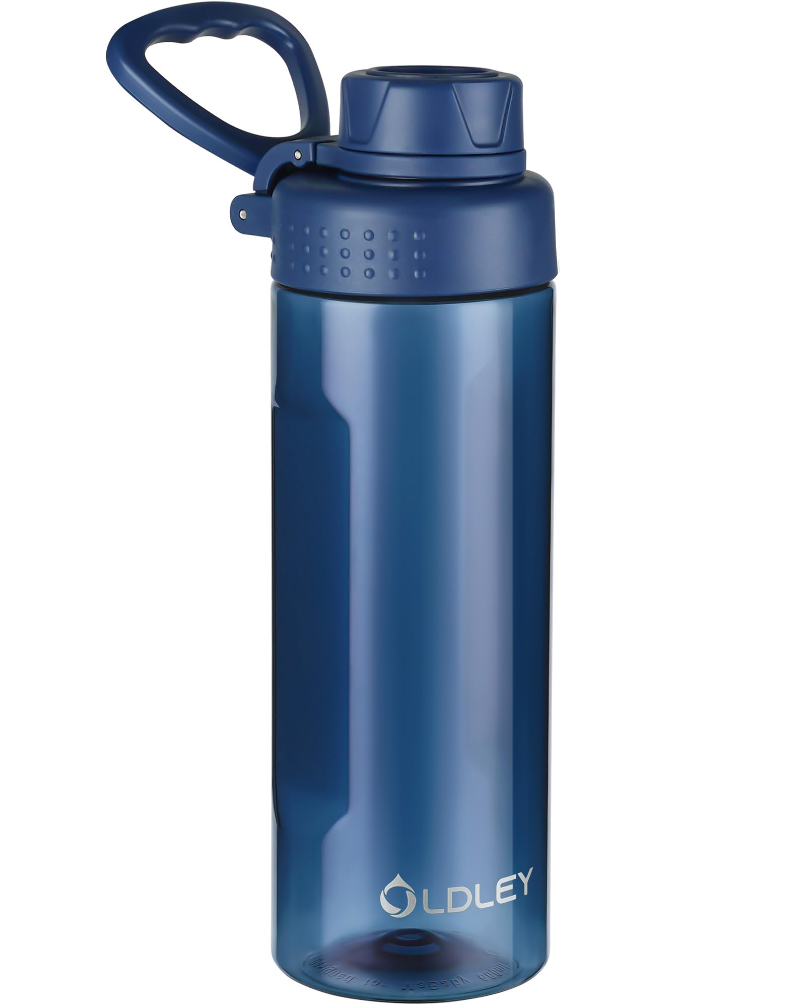OLDLEY 600ml/20oz Water Bottle BPA Free Tritan Clear Water Bottle with Screw Lid & Carry Loop Reusable Leakproof Drinking Bottle for Sports, Gym, School, Outdoor (Navy Blue)