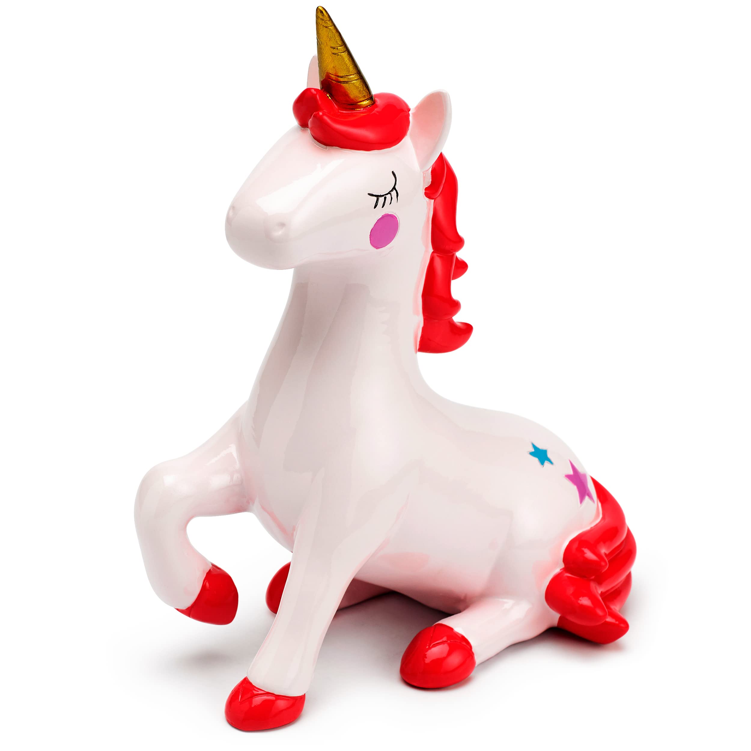 Mousehouse Gifts - Sitting Unicorn Piggy Bank for Children's Savings, Money Box for Kids' Bedroom Décor
