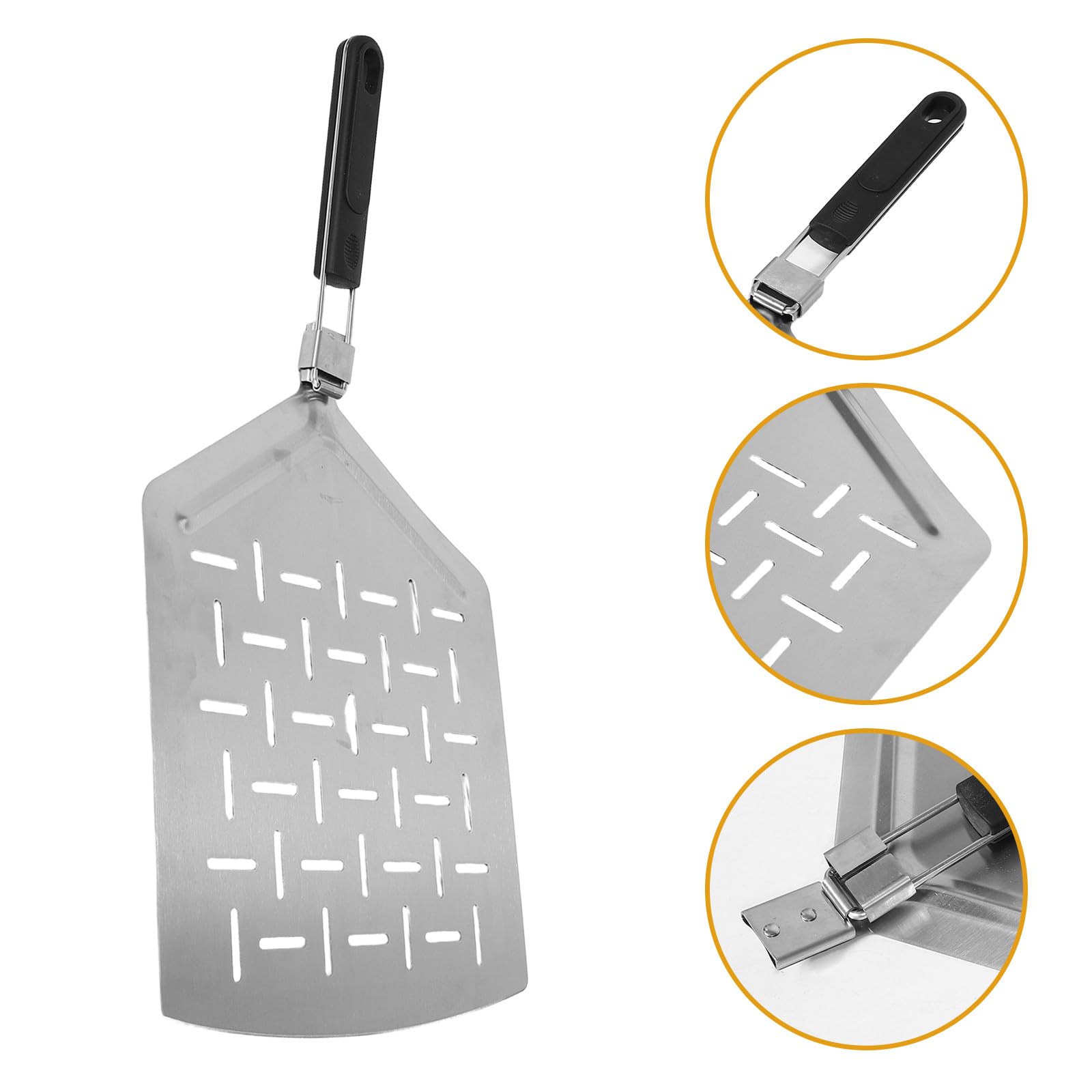 Toyvian Klappbarer Perforierter Pizzaschieber aus Edelstahl mit Rutschfestem Griff Multifunktionale Pizzaschaufel für Selbstgebackenes Brot Praktisches Outdoor backzubehör