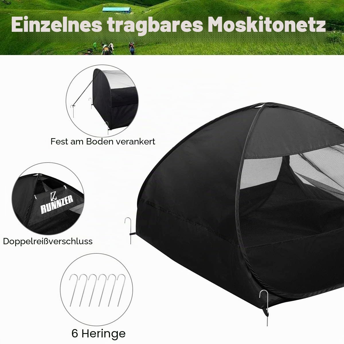 L RUNNZER Pop-Up-Moskito-Zelt.