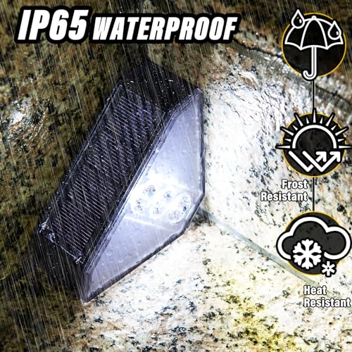 ROSHWEY Solar Stair Lights Outdoor Waterproof, 12 Pack Solar Powered Step Lights for Outside, Triangle Deck Step Light, Outdoor Decor Lighting for Front Porch, Backyard, Patio, Cool White — view 6