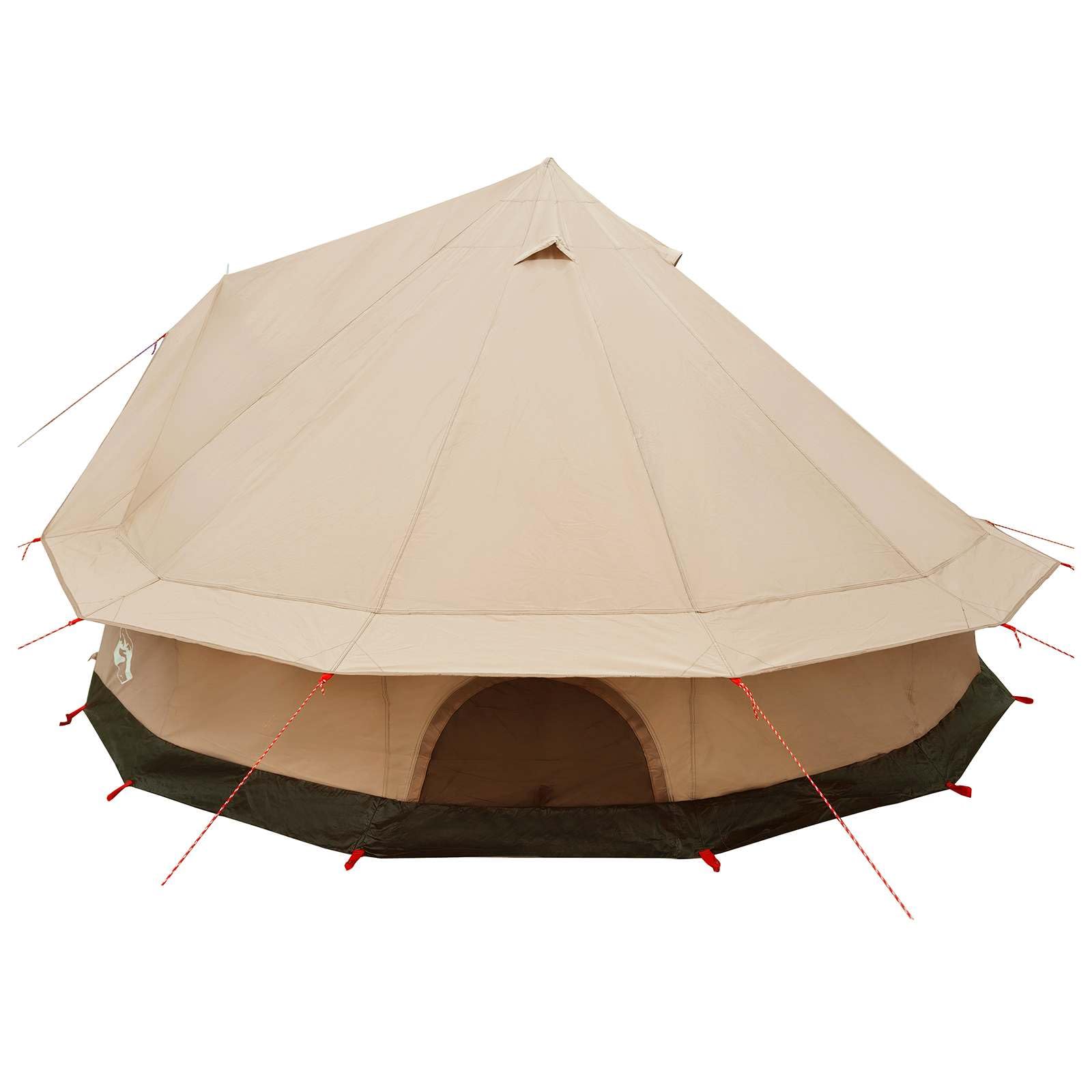 Familienzelt 6 Personen aus Polybaumwolle, Großes Gruppenzelt 300x300x198 cm für Camping und Outdoor, Modernes Pyramidenzelt mit Mesh-Belüftung und Zubehör, Farbe Creme