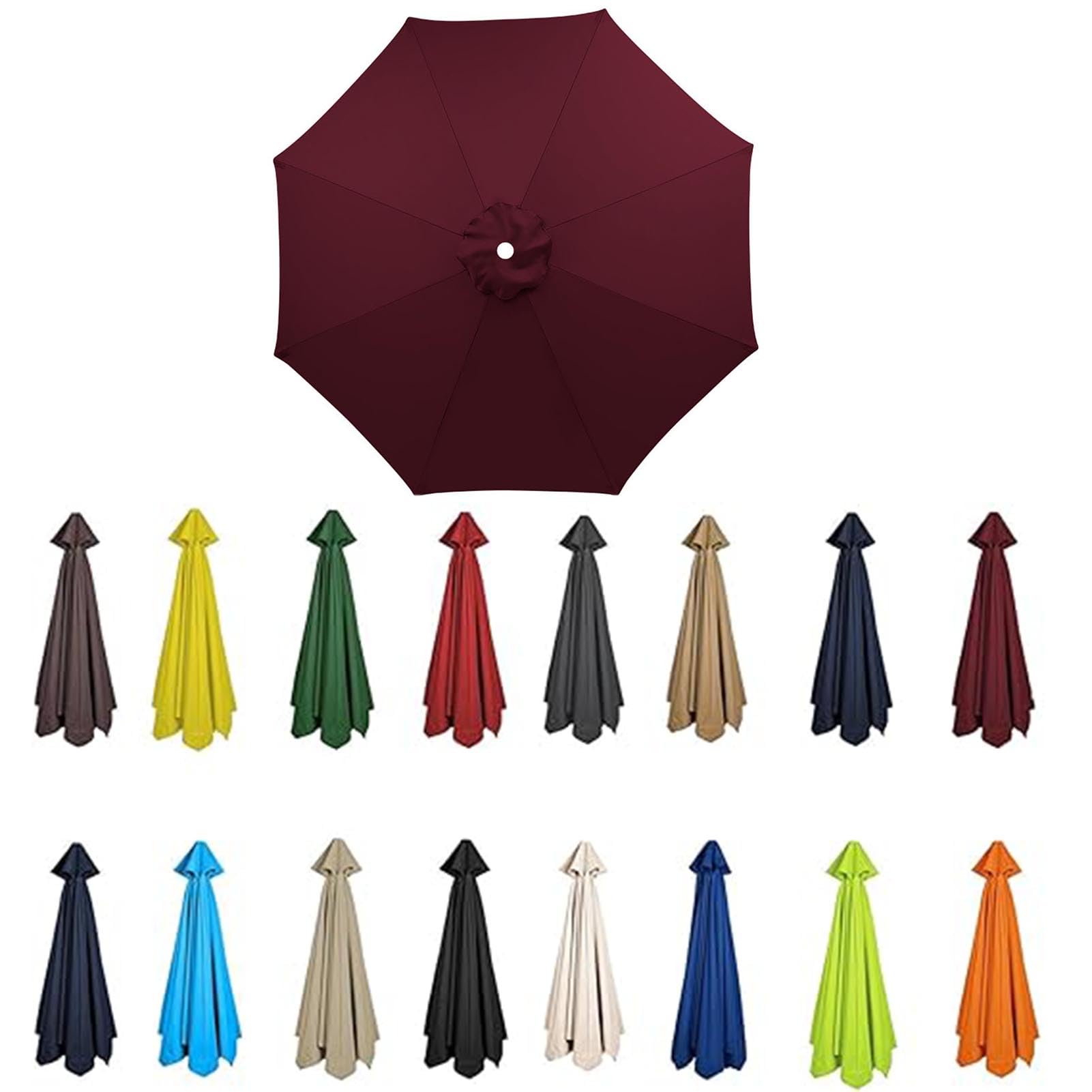 Blgvgklpnt Claret 2M-3.5M Replacement Parasol Canopy, Umbrella Replacement Fabric, Upf 50+ Garden Parasol Replacement Canopy, Outdoor Replacement Fabric, 6/8 Rib For Garden Umbrella (,8Ribs:3.5m/11.5Ft)