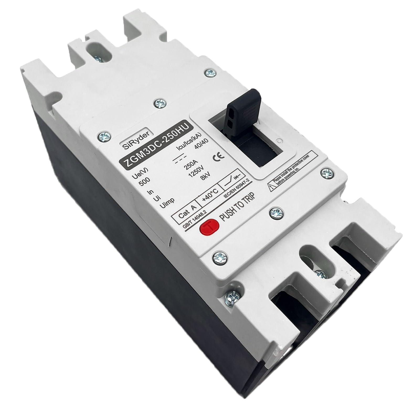 Disyuntor MCCB,2P Disyuntor de Caja Moldeada Interruptor Fotovoltaico 2P 500V 250A MCCB - Disyuntor de Circuito de CC Adecuado Para Sistemas Fotovoltaicos