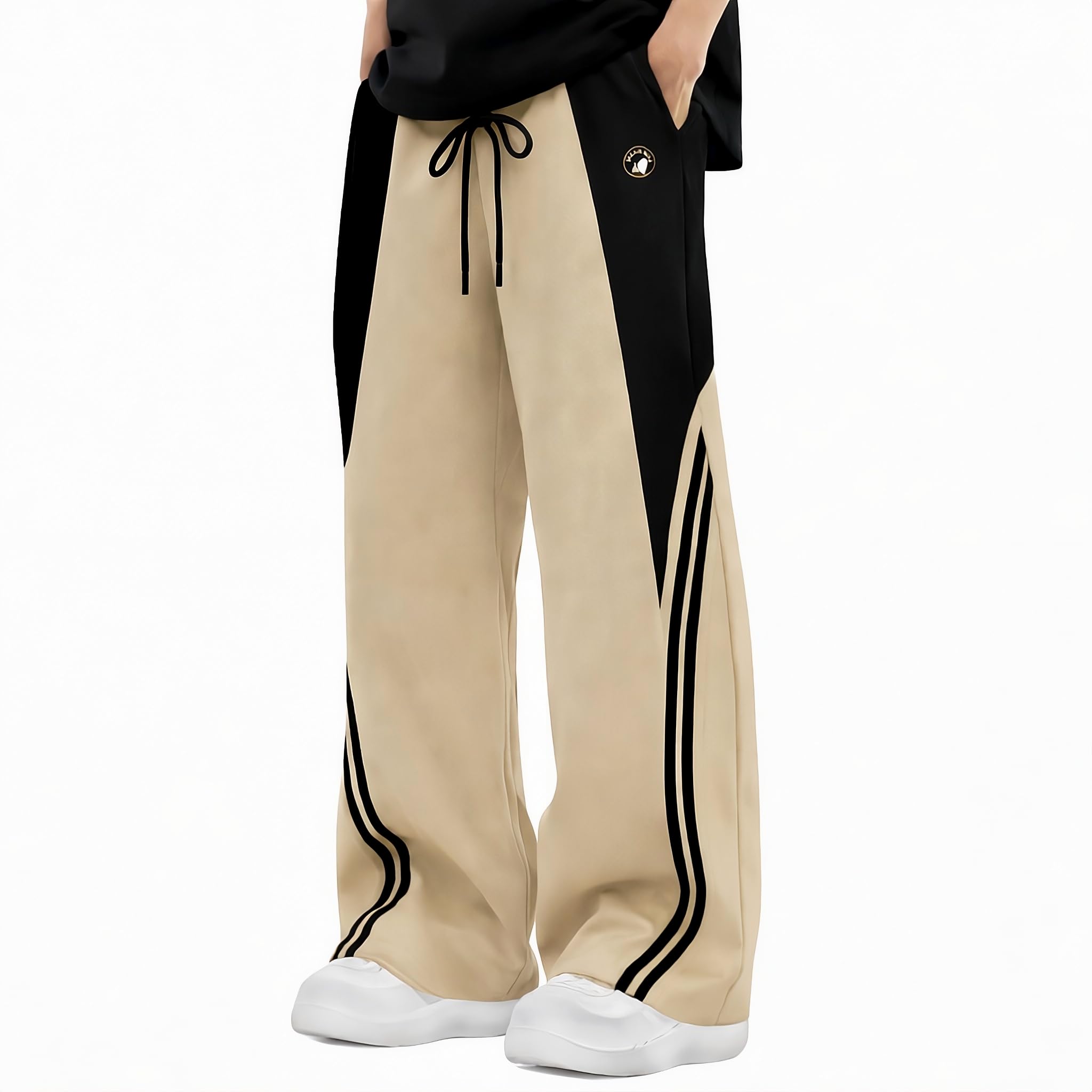 Trend Bull Men's Track Pant, Grey and Black, Poly Spandex, Straight Relaxed Fit, Elastic Waist with Drawcord, Side Pockets-picture-52