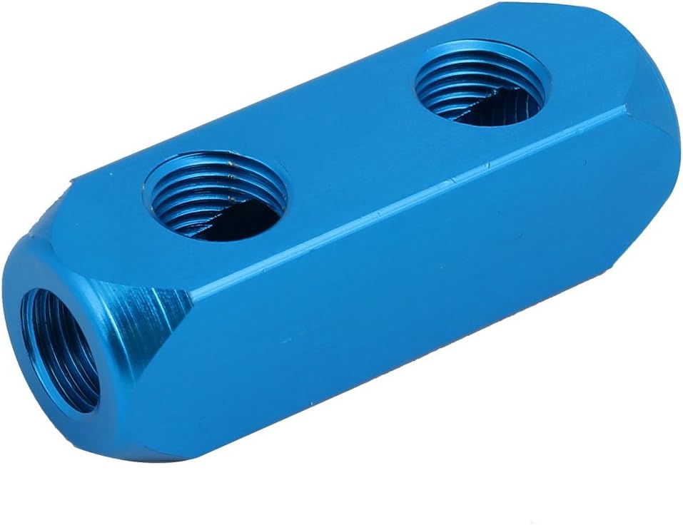 uxcell 1/4" PT Thread 5 Ports 2 Way Air Hose Inline Aluminum Manifold Splitter Block