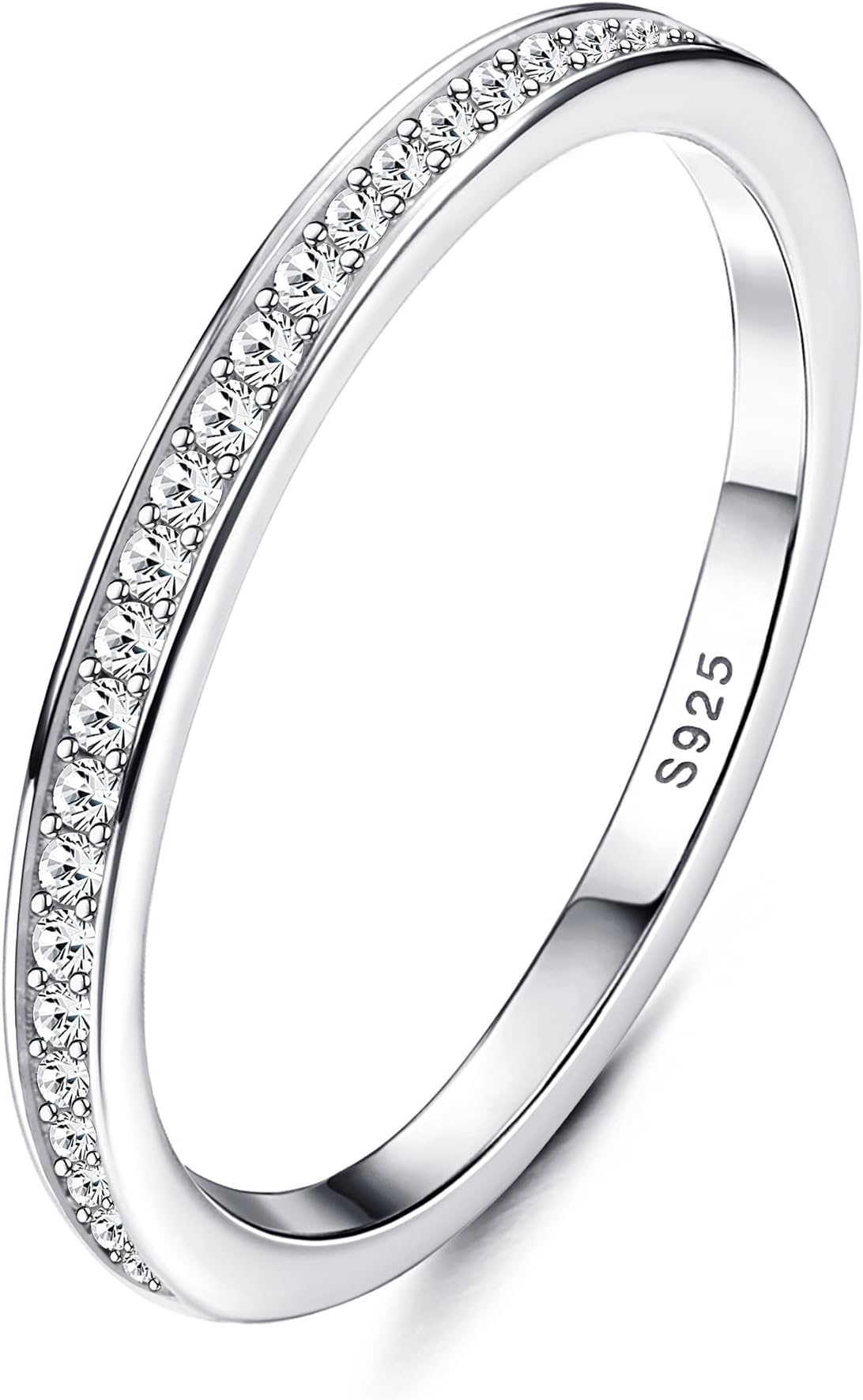 ADRAMATA925 Sterling Silver Rings for Women, Cubic Zirconia Engagement Rings, 925 Sterling Silver Promise Rings, Anniversary Jewellery for Her, Ring size J 1/2-T 1/2Recycled Claim Standard 100