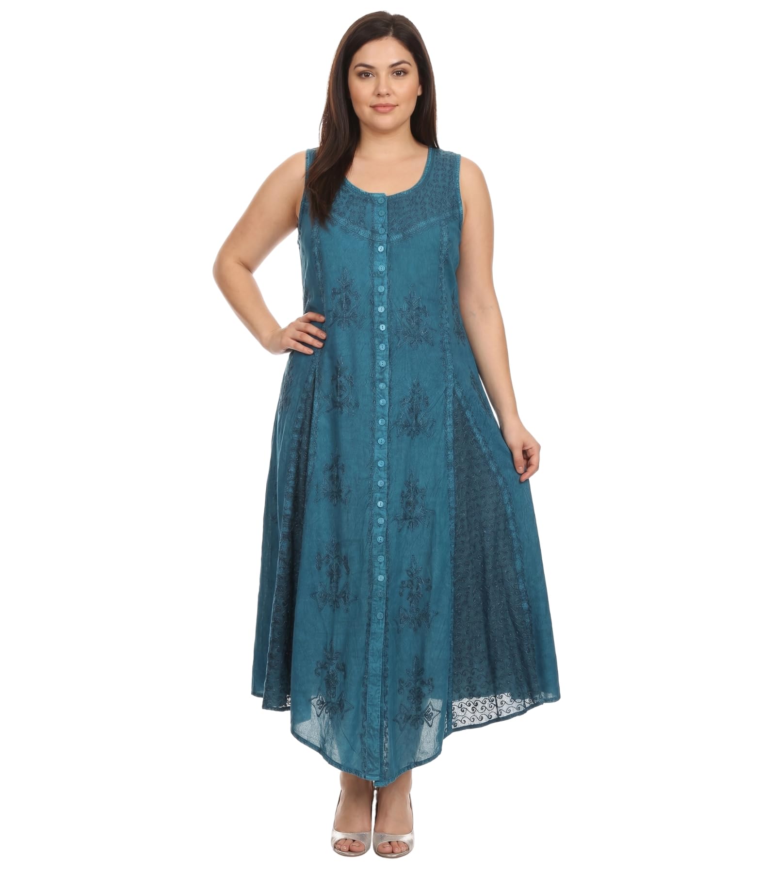 Sakkas Beverlee Caftan sans Manches Brodée Boutonnée