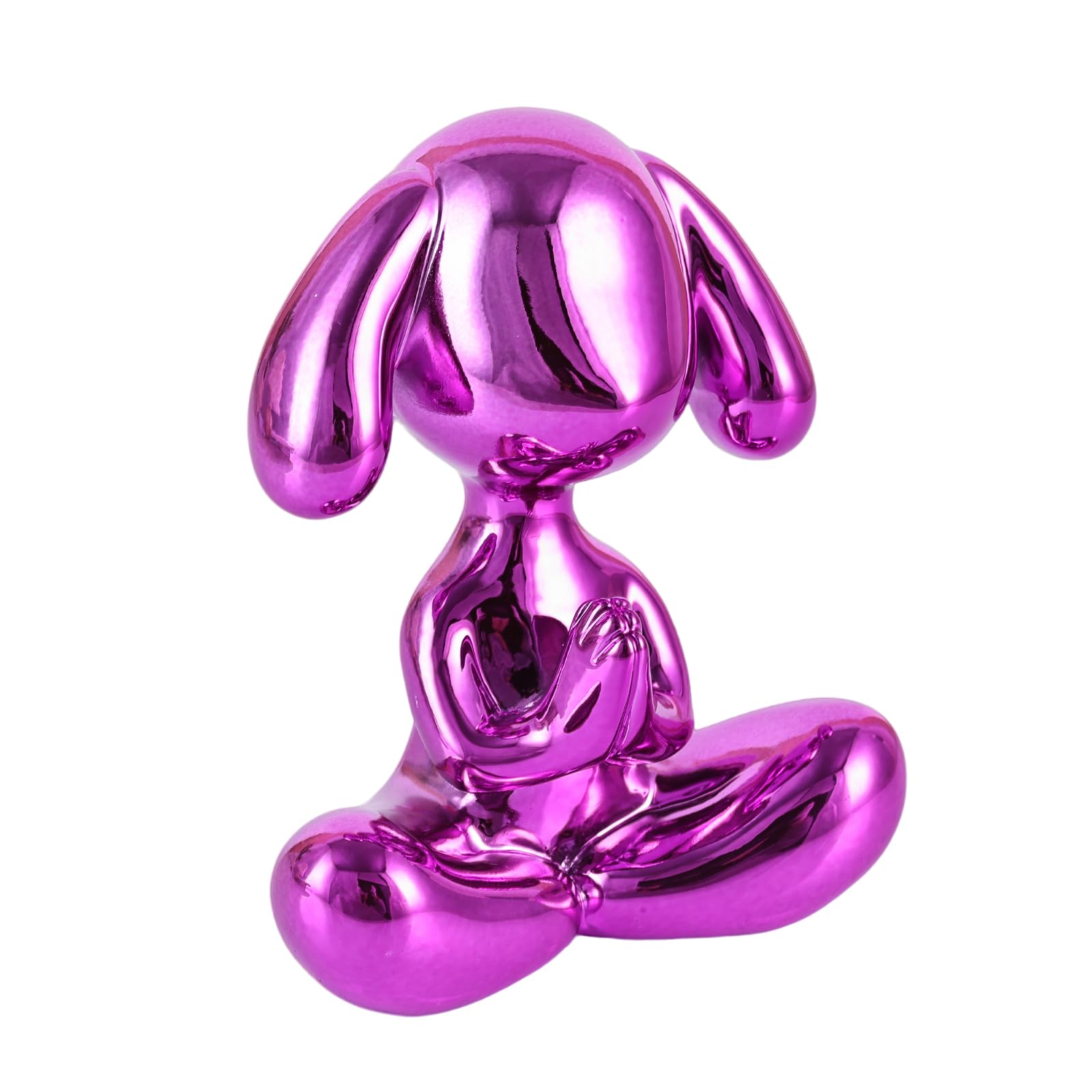 Namaste Decor, Yoga Dog Statue, Meditation Decor Statue, Balloon Animal Sculpture, Meditating Dog Statue for Modern Living Room, Desk, Table, Home Office, Bookshelf, Shelves Zen Decor (Purple)