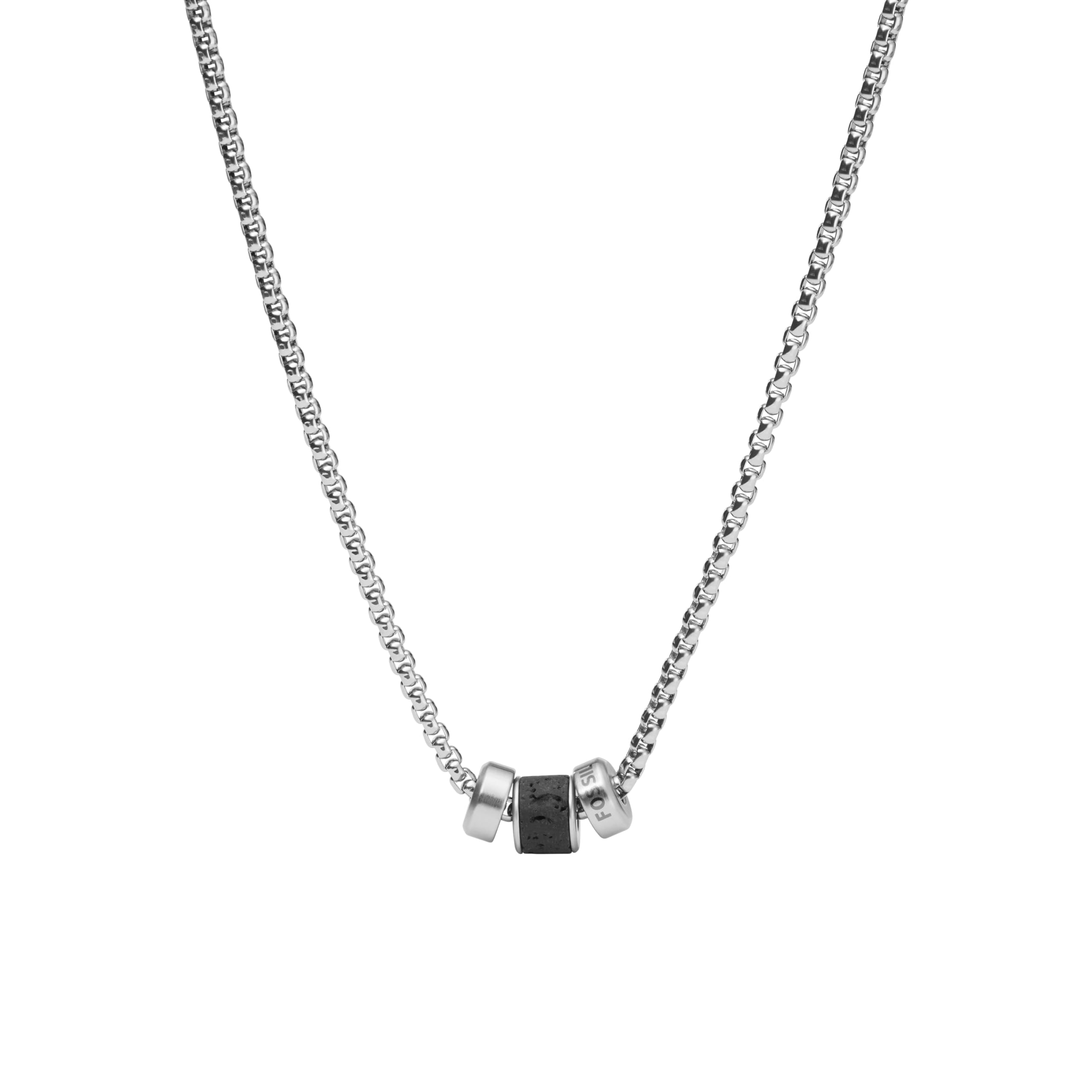 Fossil Collar De Vestir Para Hombres, Longitud: 45,7 Cm + 5 Cm Collar De Plata De Acero Inoxidable, JF03689040