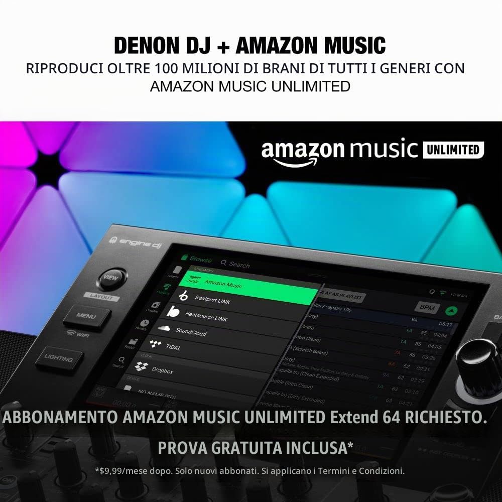 Denon DJ SC LIVE 4 - Console DJ, mixer DJ a 4 canali, streaming da Amazon Music, Wi-Fi, casse & Pioneer DJ – Cuffie Over-Ear Professionali Modello HDJ-X5 | Eccellente Qualità Sonora