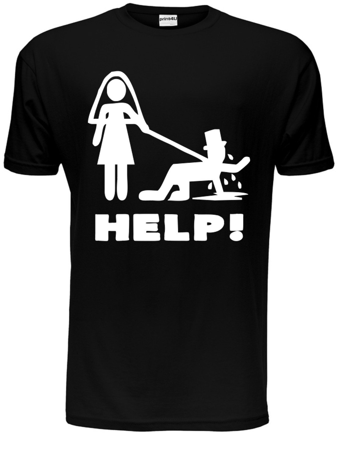 Print4u Men's Black Groom Help Stag T-Shirt Large