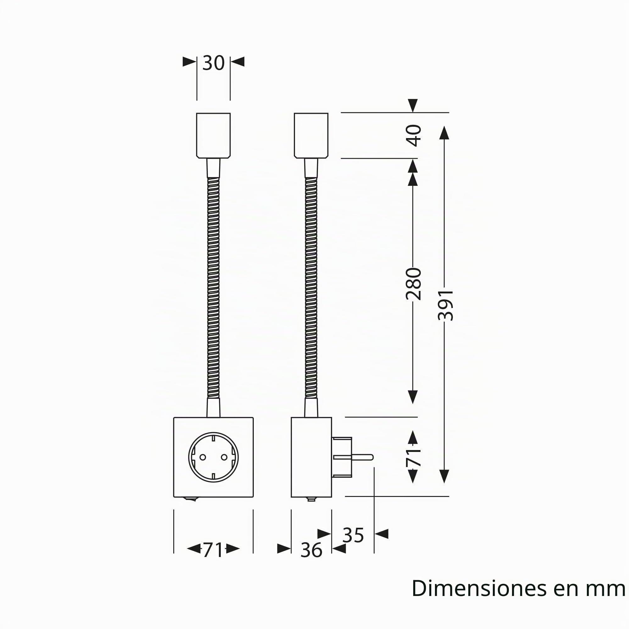ledscom.de 2 lámparas con enchufe/lámparas de lectura LESCH, cuello de cisne, interruptor, cromado/blanco, 1 casquillo GU10 de máx. 10 W