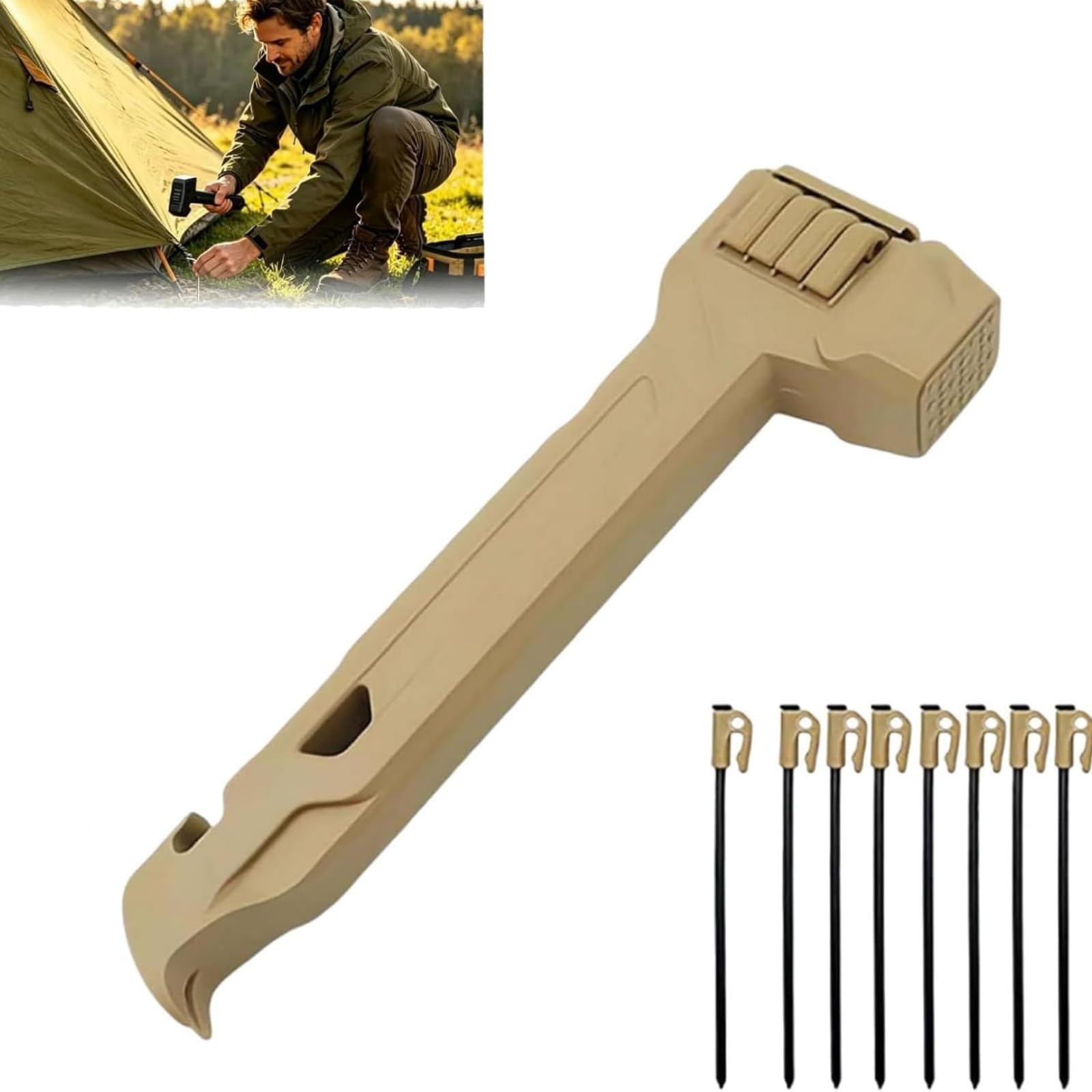 Maillet de tente robuste avec extracteur et piquet de tente (01#)