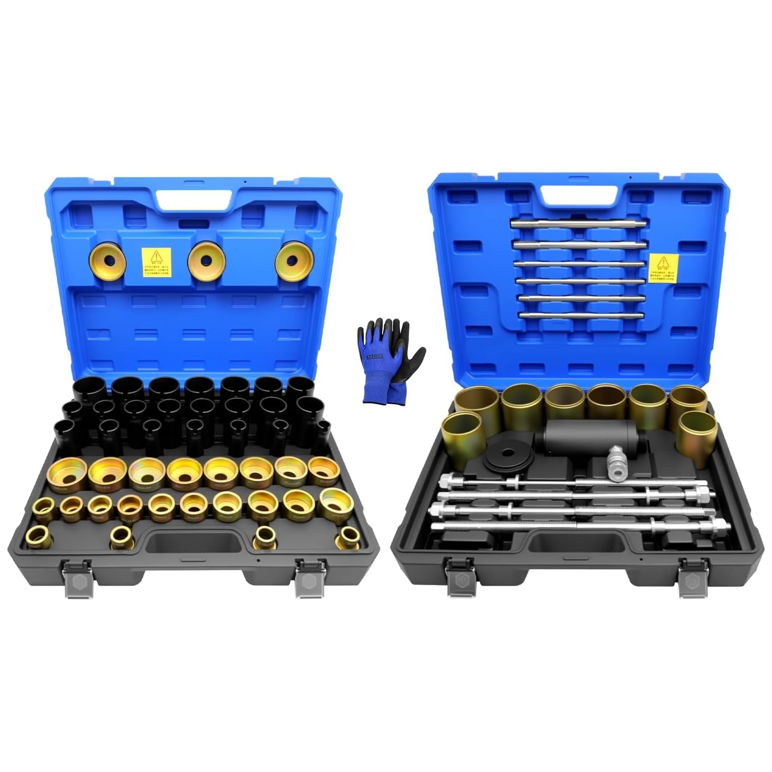 KTTOOL 64Pcs Hydraulic Pull and Press Sleeve Kit, Bushing Press Kit for Most Engine Cars Vehicles, Universal Seal Bearing Bushing Removal Installation
