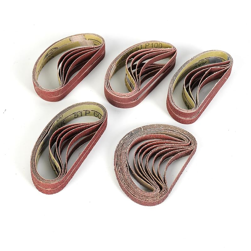 50pcs Sanding Belt Abrasive Bands Sander File Tool 10x330mm 40 60 80 100 120 Grit Belt Sander Sandpaper for Wood Metal Polishing