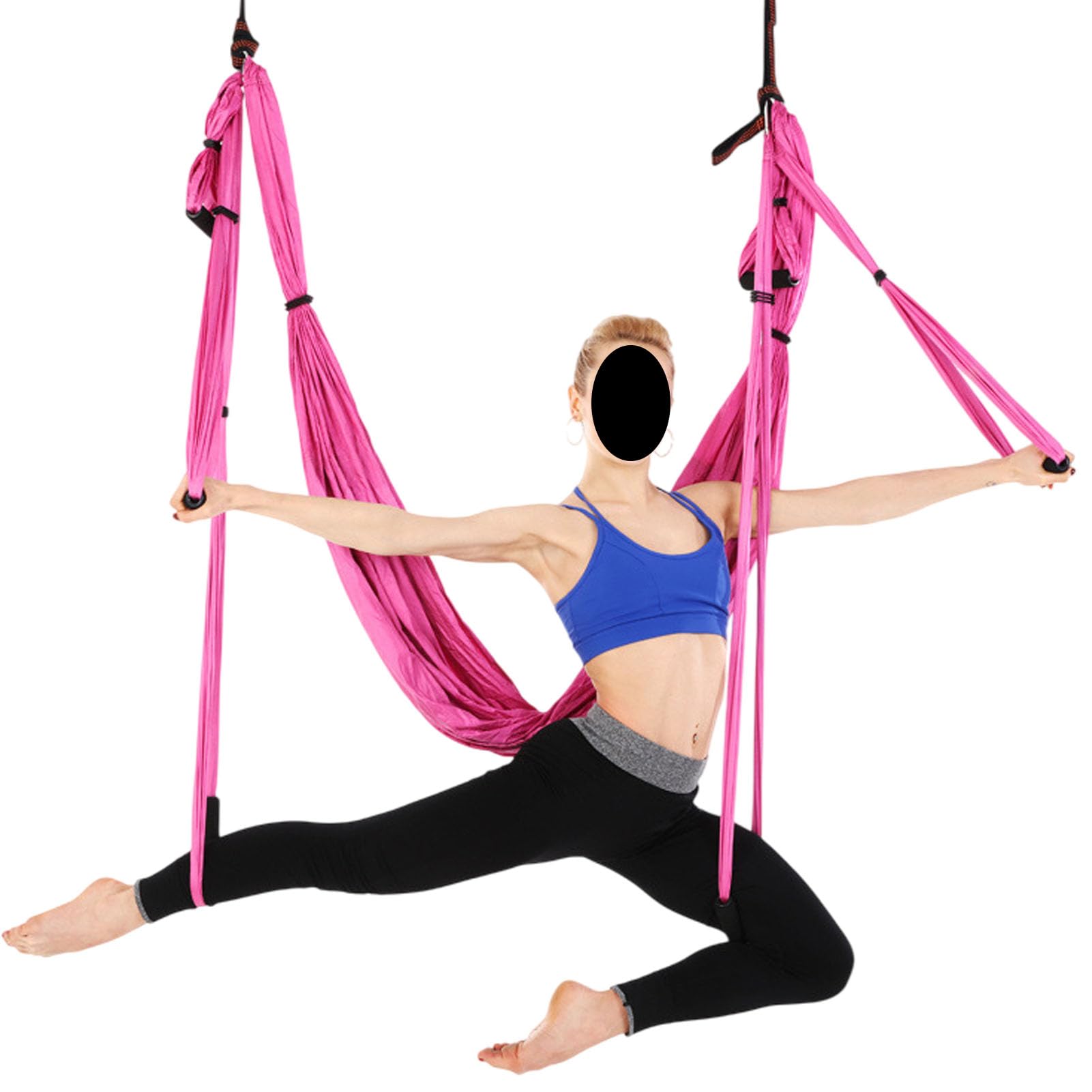 Vttui Aerial Yoga Swing Sling, Trapeze Inversion Equipment Set, Ultra Strong Antigravity Yoga, Include 2 Extensions Straps and Ceiling Mounting Kit(Color:Pink)