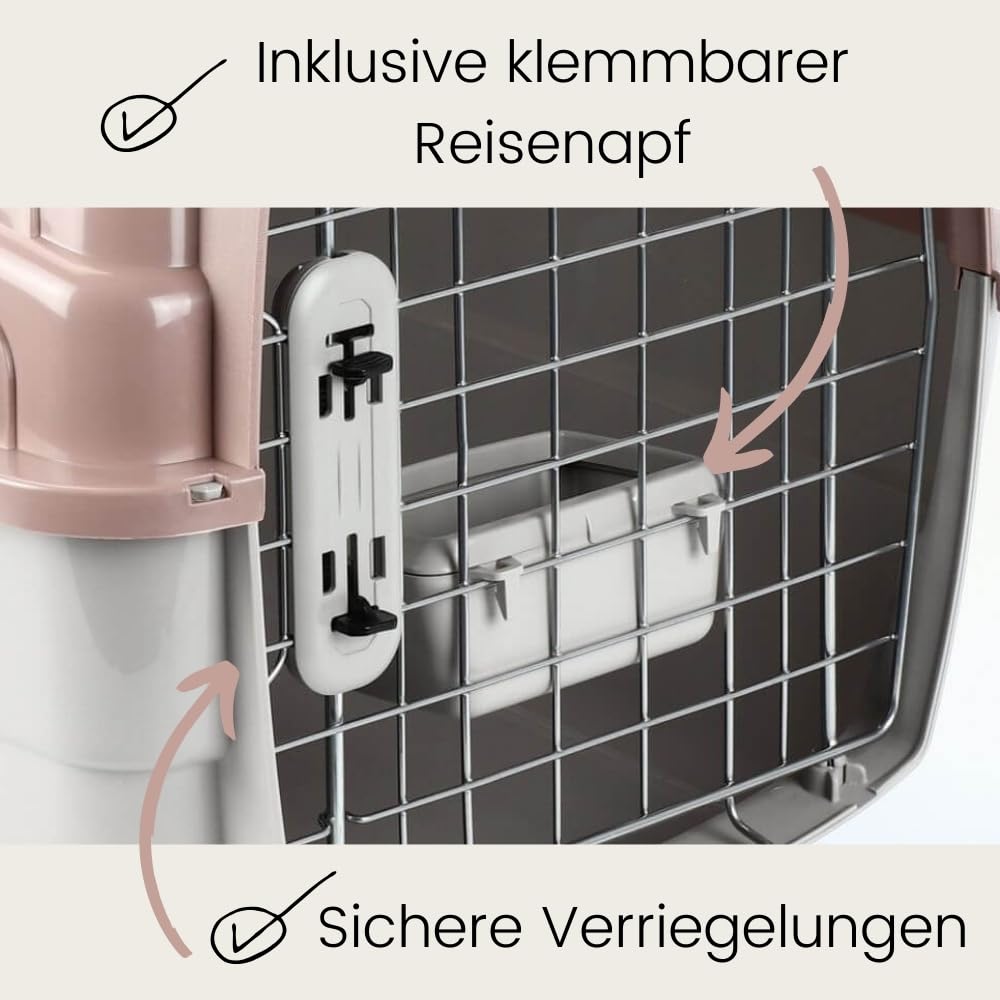 2er Set Transportbox IATA Flugbox Flugzeug Hundebox Hunde Transportbox Hund für 2 Tiertransportbox Hundetransportbox Gr. L