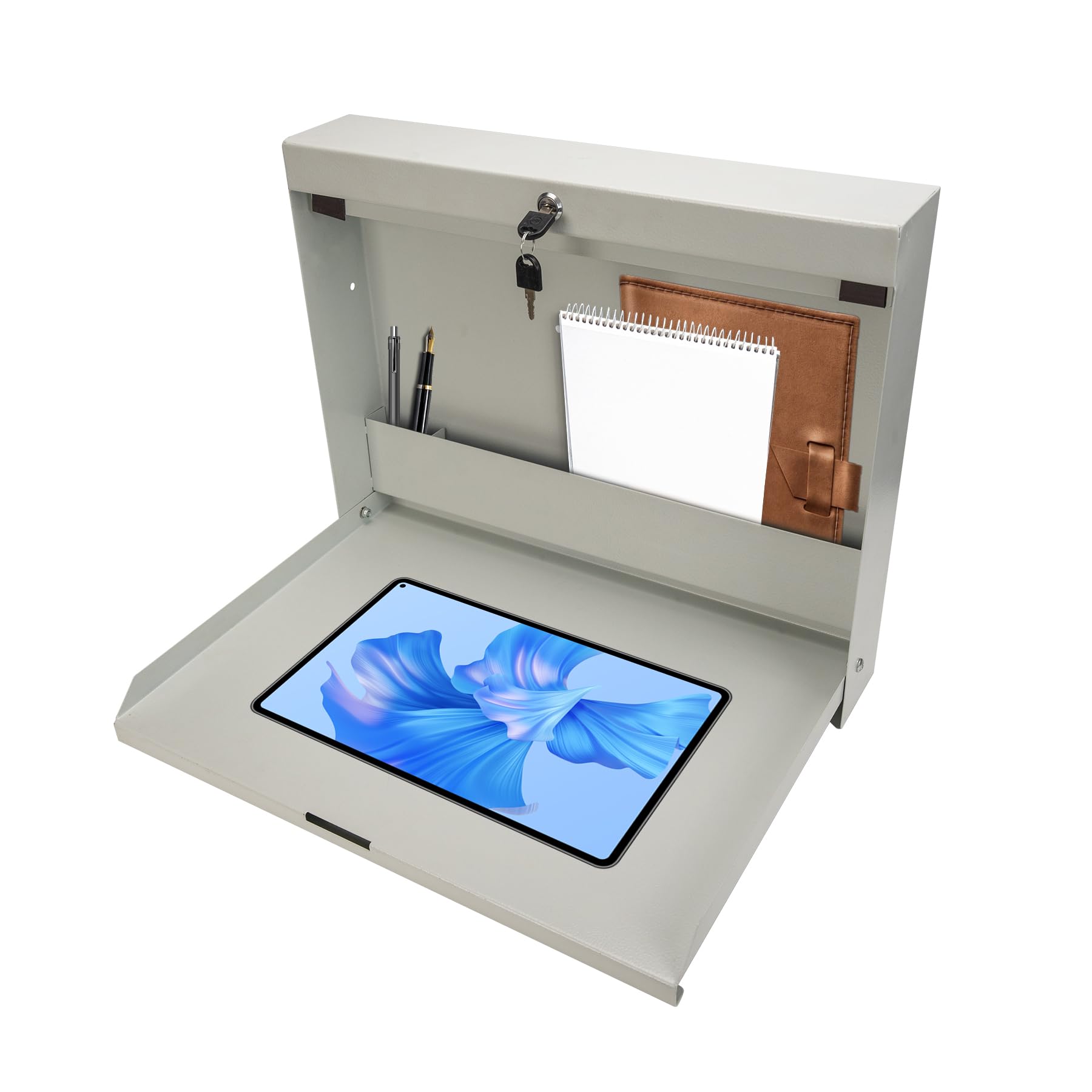 biosp Folding Wall Mounted Desk, Lockable Wall-Mounted Workstation, 50 LBS Capacity, 20''W x 3.38''D x 16.4''H, Murphy Desk, Fold Down Floating Desk