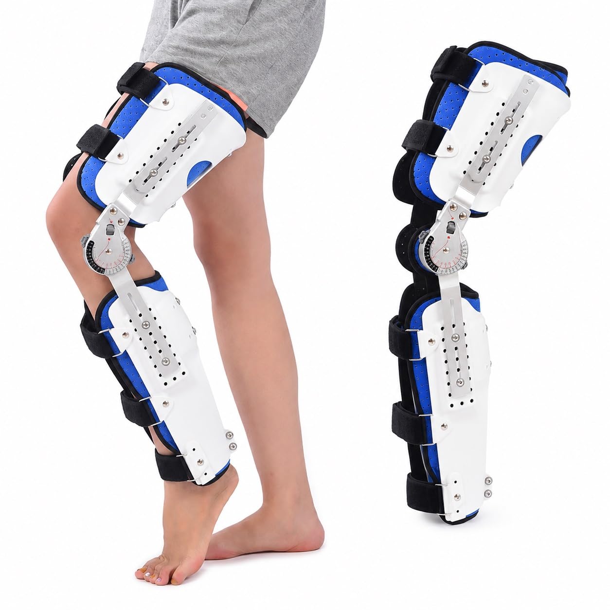 Generico Ginocchiera Ortopedica Supporto articolato per Il Recupero da lesioni ai legamenti della Gamba, immobilizzatore Regolabile per fratture Post-operatorie, legamento crociato Anteriore,