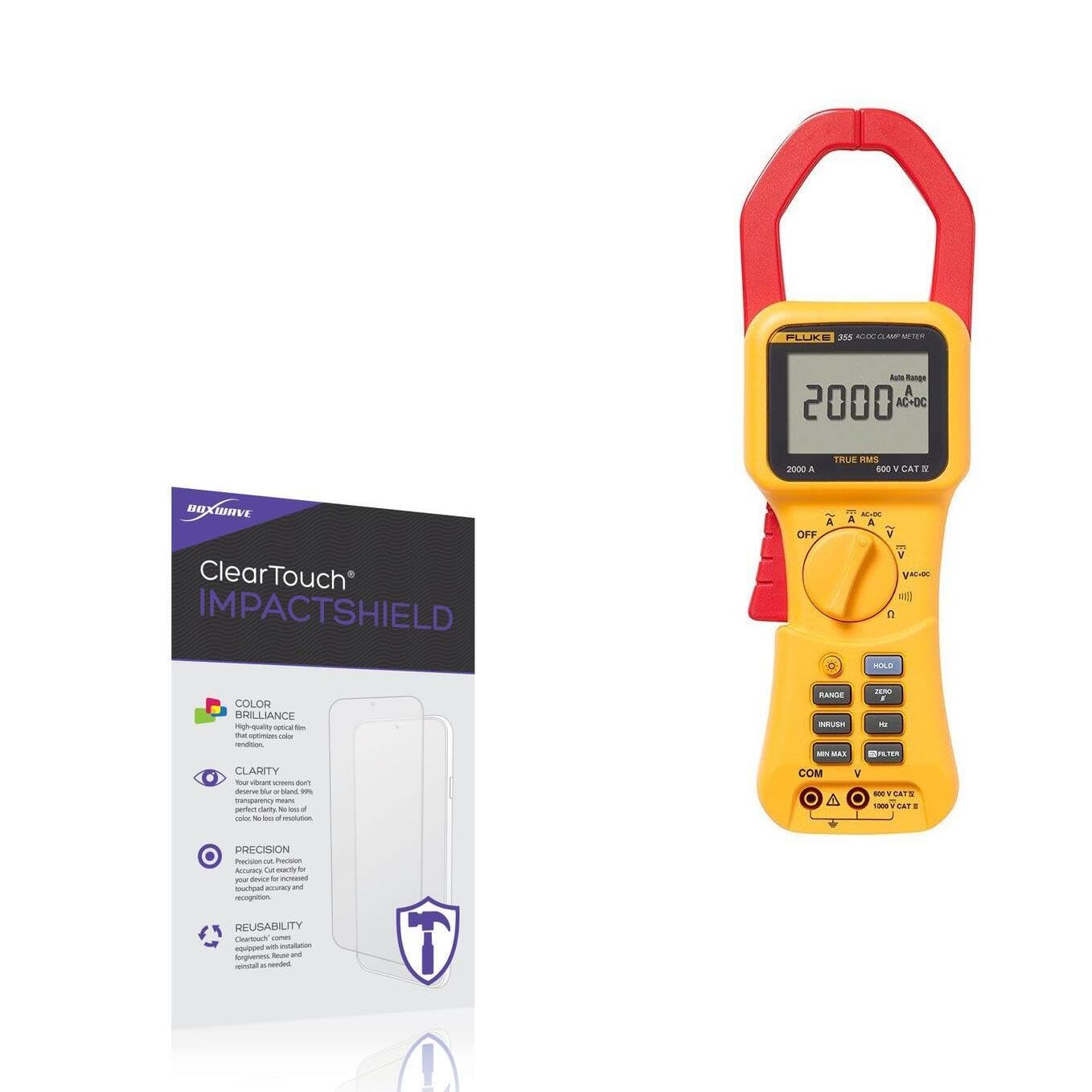 BoxWave Screen Protector Compatible with Fluke 355 - ClearTouch ImpactShield (2-Pack), Impenetrable Screen Protector Flexible Film