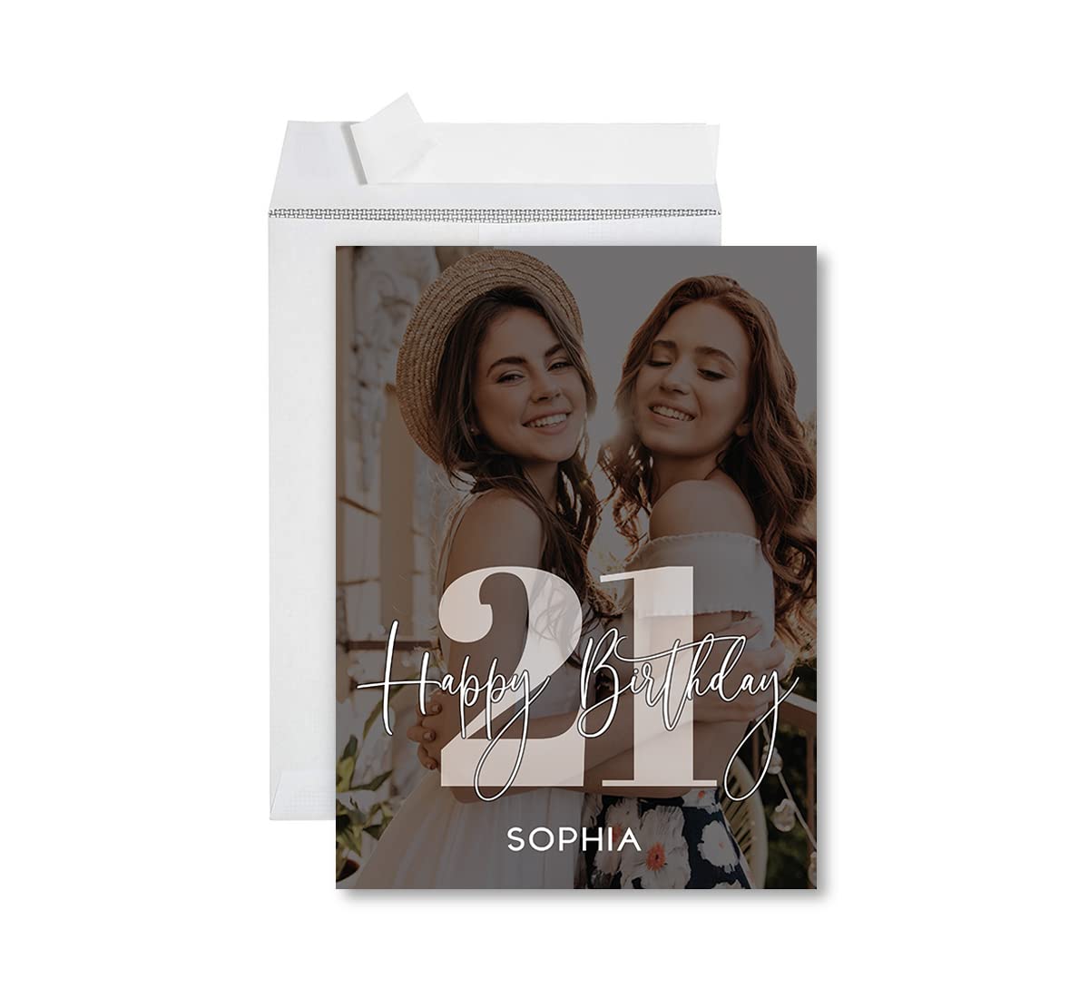 Andaz Press 8.5"x11" Personalized Photo Birthday Card with Envelope, Jumbo Happy Birthday Card for Her, Mom, Him, Birthday Keepsake Gift, Custom Year